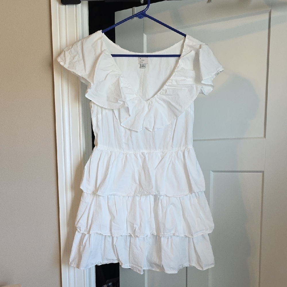 A New Day Ruffled White Tiered Dress